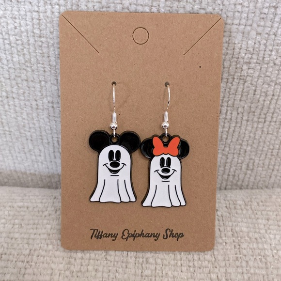 Disney Inspired Ghost Mickey & Minnie Earrings NWT - Picture 3 of 4